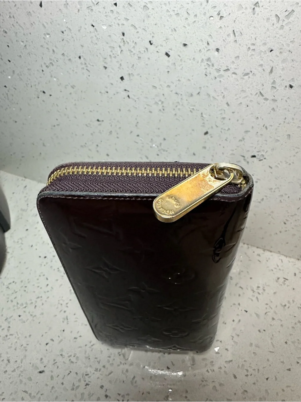 Louis Vuitton Patent Vernis Zip Wallet in Bordeaux